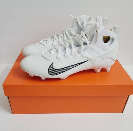 White Men's Size M 8.0 (W 9.0) Nike Alpha Huarache 9 Elite Mid LAX Men’s Lacrosse Cleats FD0088-101