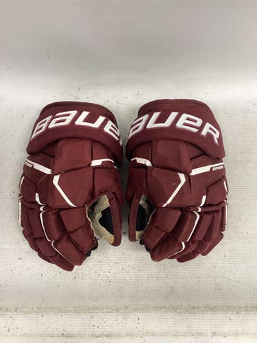 Used Bauer SUPREME M5 PRO Intermediate Gloves Maroon 12" 11851-S000046396