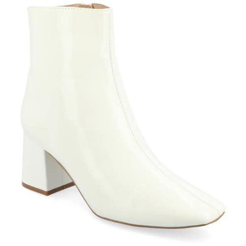 Journee Collection Haylinn Boots Womens 10 White Square Toe Ankle Bootie RHS7664