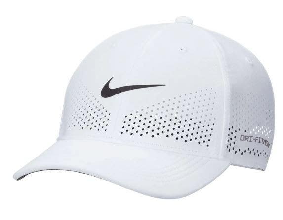 Nike Dri-FIT ADV Club Cap Structured SwooshFlex Hat Size M/L White/Black FB5636