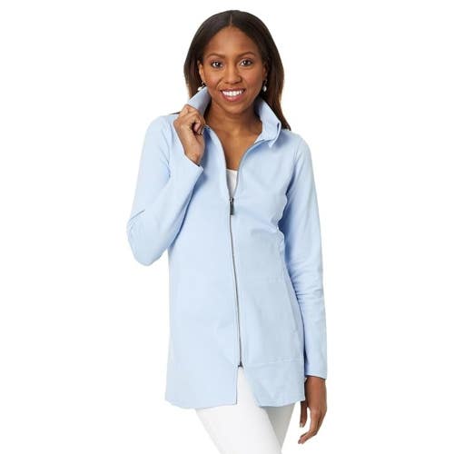 NIC+ZOE Pop In Perfect Jacket Women's Small Powder Blue Knit Full Zip FROG350
