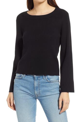 Splendid Rumi Eco Sweater Women's M Black Ribbed Long Sleeve Pullover FROG445