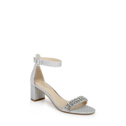 Jewel Badgley Mischka James Sandals Women 7.5M Silver Glitter Block Heel RHS8310