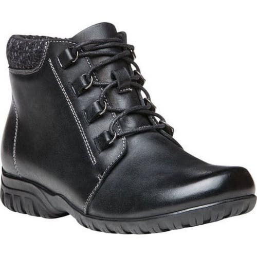 Propet Delaney WFV002L Boots Women's US 8 B Black Leather Ankle Booties RHS8212