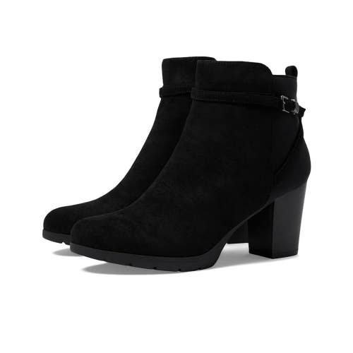Anne Klein Riah Boots Women's 6 Black Suede Round Toe Block Heel Bootie RHS8221