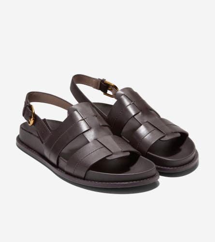 Cole Haan Marlee W32745 Sandals Women's 8.5 Chocolate Leather Fisherman RHS8355