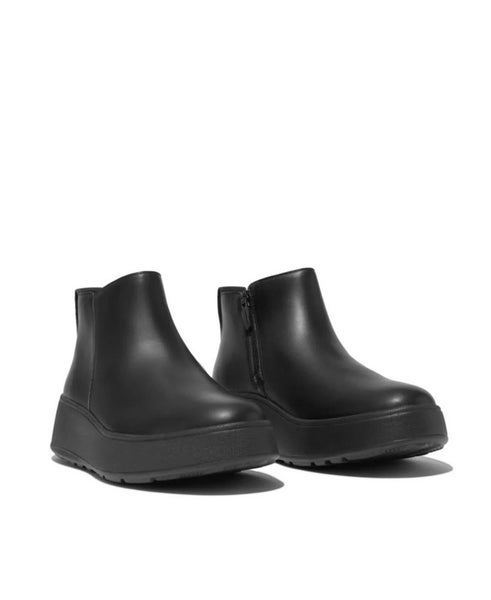 FitFlop F-Mode Women's 6.5 Black Leather Round Toe Platform Ankle Boots RHS8274