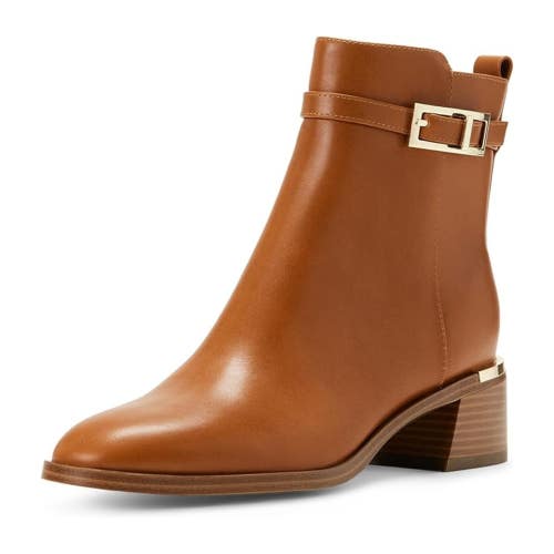 Calvin Klein Jallis Boots Womens US 7.5 Brown Side Zip Almond Toe Bootie RHS8269