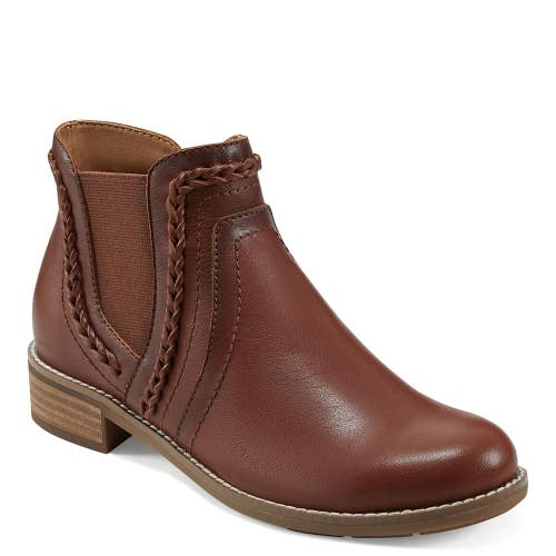 Earth Nika Boots Women's US 10 Dark Natural Leather Stacked Heel Bootie RHS8231