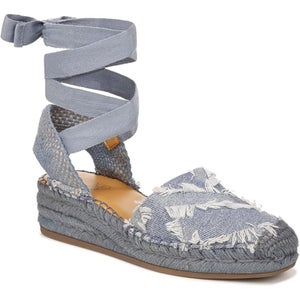 Franco Sarto Britney Sandal Womens 7.5 Blue Wrap Around Ankle Espadrille RHS8347