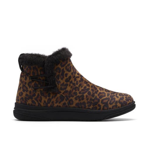 Clarks Breeze Fur Boots Women's US 9 Brown Leopard Winter Ankle Bootie LIQ705