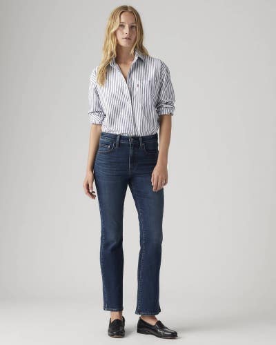 Levi's 725 Kick Jeans Women's Blue Denim Dark Wash High Rise Bootcut Leg JAX1320