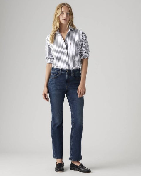 Levi's 725 Kick Jeans Women's Blue Denim Dark Wash High Rise Bootcut Leg JAX1320