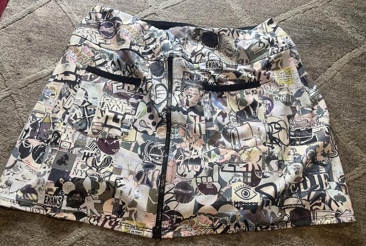 Foray Golf Skort Womens M Comic Pattern Circle Skirt Pockets 4-Way Stretch