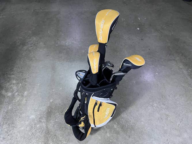 Top Flite XL Varsity Set Driver 3W  3H-4H 5 7 9 SW Putter Bag Junior RH HC 63-6