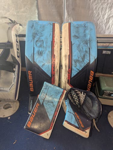 Large 34+1 Bauer Mach Goalie Full Set Regular Handed Pro Stock (Used)