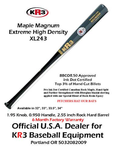 243XL KR3 Maple Magnum 33 inch Composite Wood Bat (-3) 30.5 oz C243