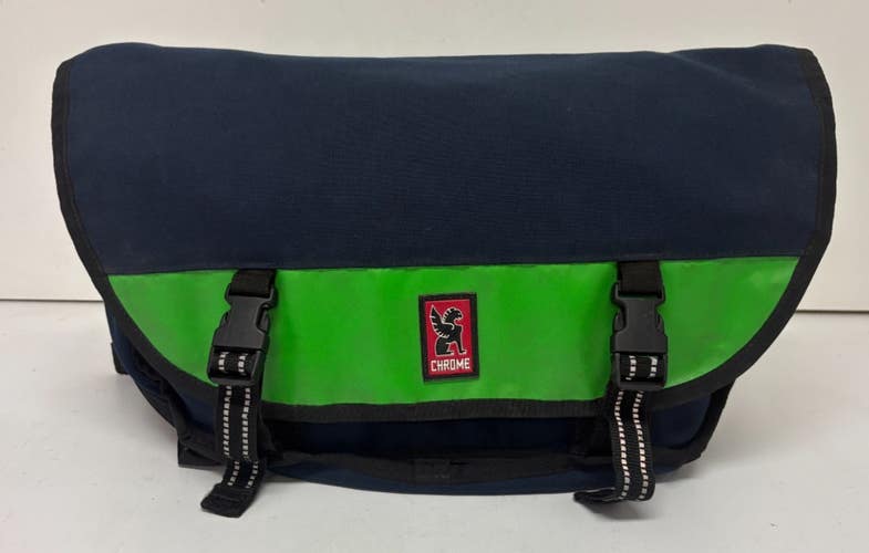 Chrome Industries Waterproof Blue/Green Nylon Bicycle Messenger Bag ~6"x13"x20"