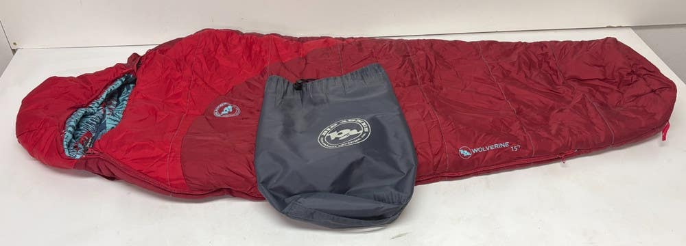 Big Agnes Wolverine 15 F Right Zip Synthetic Fill Youth Mummy Sleeping Bag Red