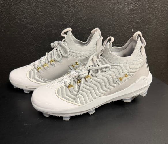 Under Armour Harper 9 Pro TPU “BH Show” Baseball Cleats Gray, Whit, & Gold Men’s Size 13 NEW
