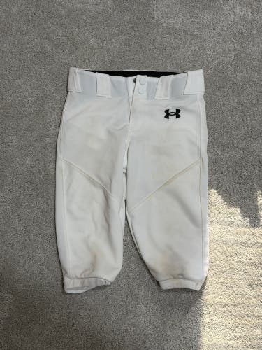 White Unisex Small Youth Under Armour Game Pants (Used)