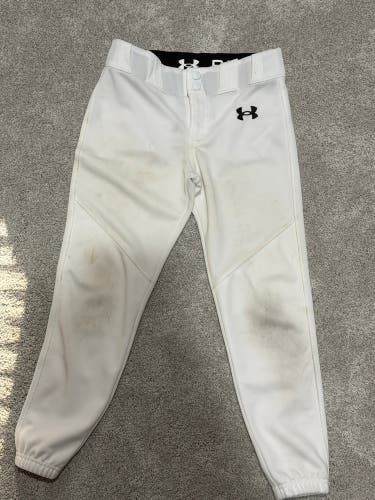 White Unisex Small Youth Under Armour Game Pants (Used)