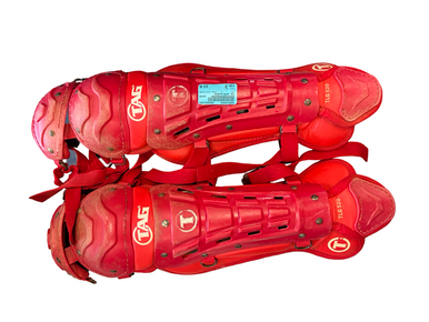 Used TAG SHIN GUARDS Catchers Leg Guards Red Junior 11682-S000128434