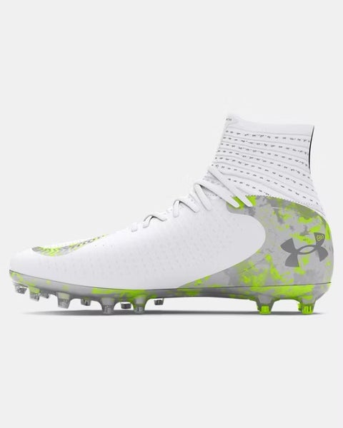 New men's 10.5 Under Armour highlight 2 MC white/green 3028659-100 football/lacrosse cleats