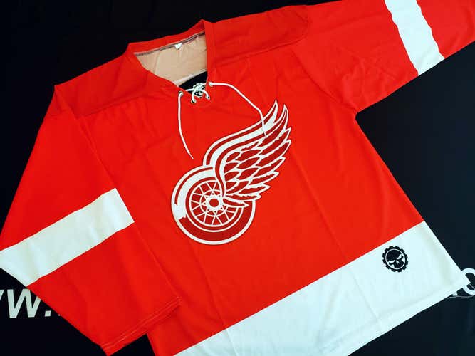 Team set of Adult sublimated hockey Jersys Red Wings