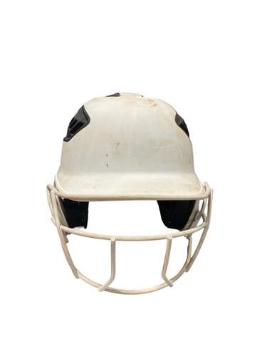 Used Rawlings WHT 6 3/8-7 1/8 HELMET Batting Helmet w/Mask White One Size 11834-S000050542