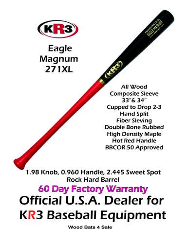 New KR3 Eagle Maple Magnum C271 34 inch Wood Bat (-3) 30.5 oz