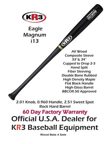 New KR3 PRO i13 Eagle Magnum Wood 34 inch Composite Wood Bat (-3) 29.5 oz