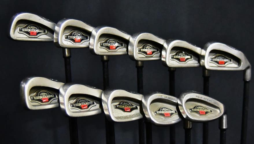 CALLAWAY BIG BERTHA IRON SET 3-10 PW SW SHAFT: FIRM LENGTH: (5) 38.5 IN RH