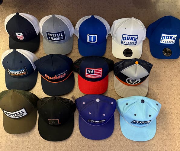 Lacrosse PLL, Duke, Upstate New York Hat Lot - 13 Hats