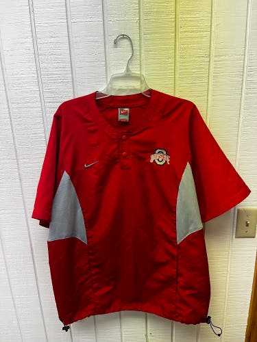Nike Ohio State Men’s Medium SS Team Issued Windbreaker Red/Gray Lightweight Top