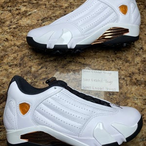 Men Size 5.5 Authentic Nike Air Jordan 14 Golf US Open White/Copper HV4813-100