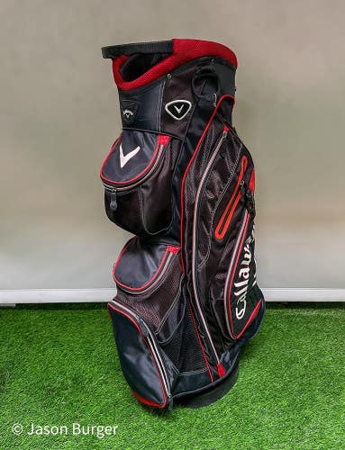 Used Callaway CHEV ORG 14-Way Golf Cart Carry Black/Red/White No Rainhood
