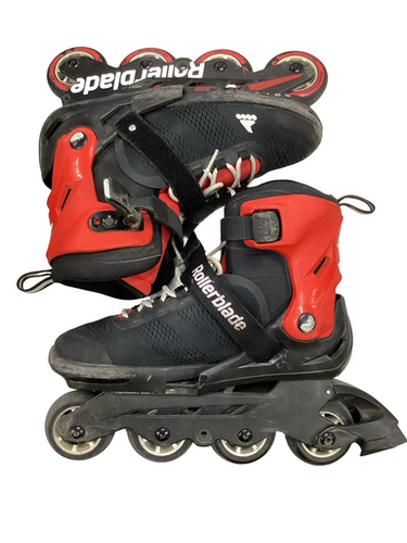 Used Rollerblade MICROBLADE ADJ 5-8 Senior Rec Fitness Skates Red Adjustable 11613-S000181959