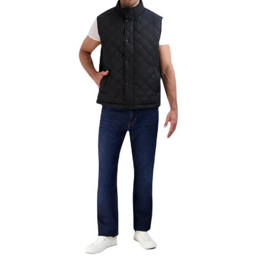 Cole Haan Puffer Vest Men's Small Black Stretch Diamond Quilted Full Zip NLW24