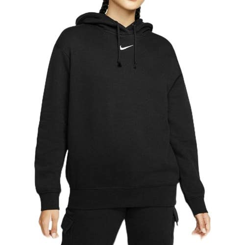 Nike Sportswear Hoodie Womens Black Fleece Oversized Long Sleeve Pullover DAB325