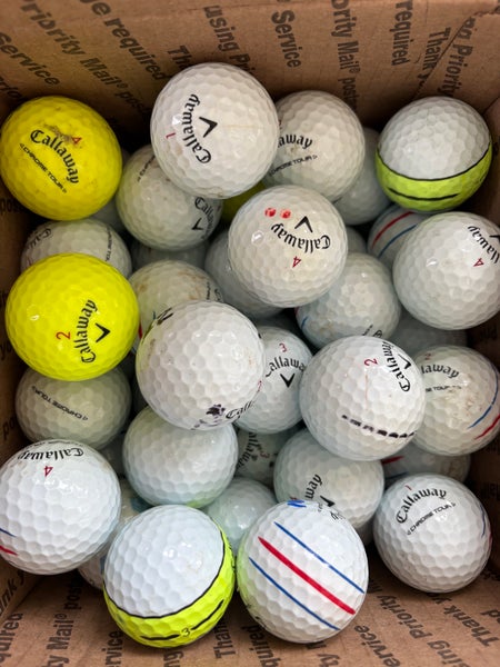CALLAWAY CHROME TOUR of AAA (3A) golf balls - 50 Pack - WHITE - YELLOW MIX - FREE SHIPPING
