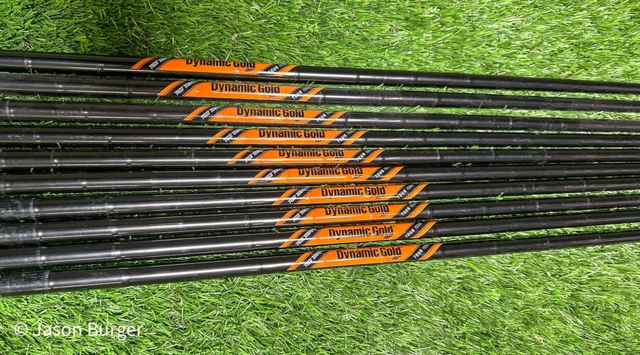 NEW Dynamic Gold RF Tour Issue X100 4-PW/AW/SW/LW X-Stiff Steel Iron Set Shafts