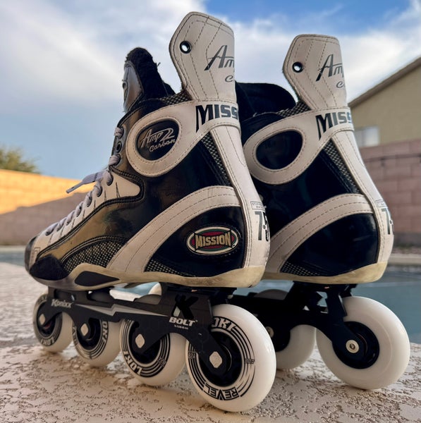 Black/White Mission Amp 2 Carbon Hockey Skates Regular Width 7.5 (Used)