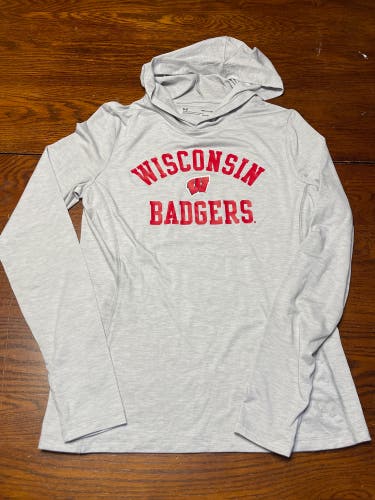 Women’s WISCONSIN BADGERS long sleeve hooded shirt Under Armour size S