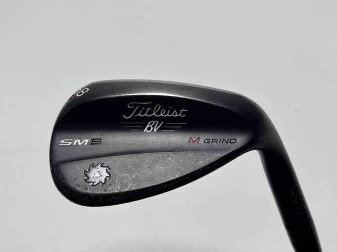 Titleist Vokey SM6 Jet Black Wedge 58* 8 Bounce M-Grind S400 Stiff Steel Mens RH