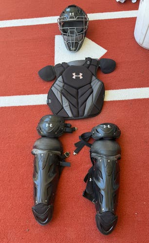 Black/Gray Under Armour Pro series Catcher's Set (Used)