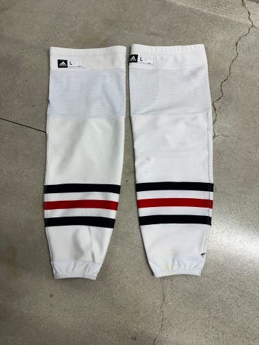NHL CHICAGO BLACKHAWKS White Adult Unisex Large Adidas Socks (Used)