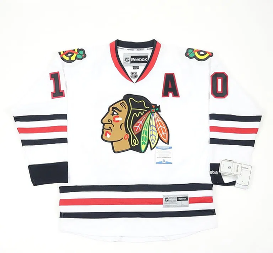 Patrick Sharp Signed Chicago Blackhawks Jersey Reebok Size L (NWT) w/Beckett COA