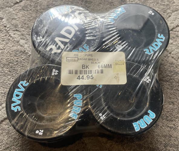NEW! 4 Pack Black PURE RADAR 66mm Roller Quad Skate Wheels