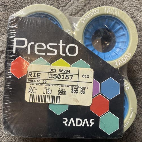 NEW! 4 Pack PRESTO RADAR 59mm Roller Quad Skate Wheels Light Blue